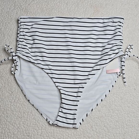 1162 NWT CALIA Women's High Waisted Ruched Side Tie Swim Bottoms - Picture 3 of 6